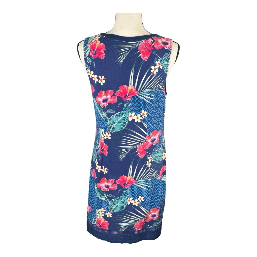 TOMMY BAHAMA Medium Tuscan Trellis Shift Casual Tank Dress Hibiscus Blue Pink - Picture 4 of 13